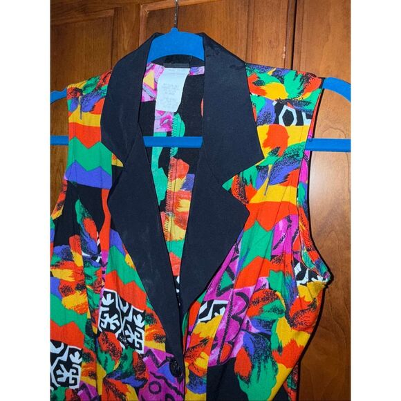 Vintage 90s Knapp Studio California Sleeveless Jumper Dress – Bright Abstract Pa - Picture 7 of 13